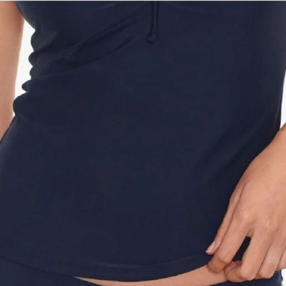 NWT Salt + Cove Tie Front Tankini Top Women's Sz XS Black Swim Top Beach Summer - Picture 3 of 11